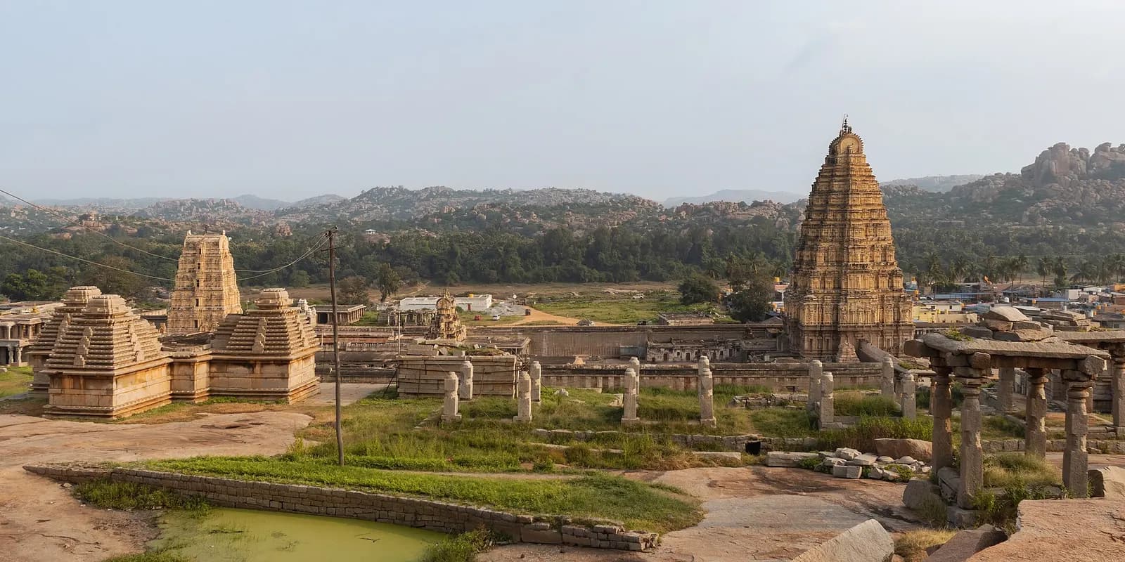 The carved stone chariot of the Vittala Temple at Hampi in early morning light