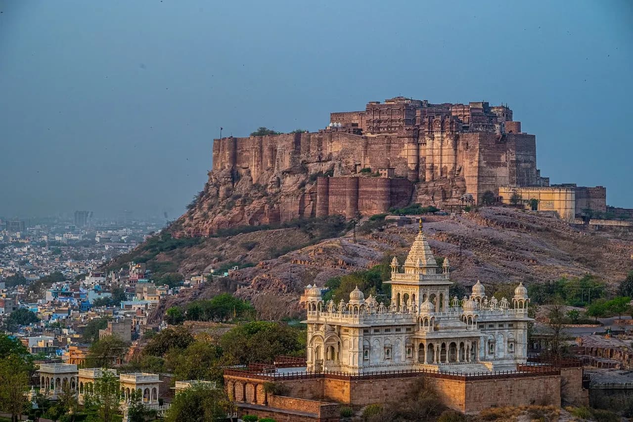Mehrangarh Fort rising above the indigo-washed houses of Jodhpur